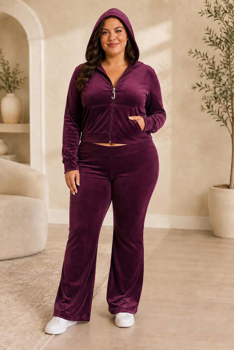 XL Juicy Couture Dark Purple OG Big Bling Velour Tracksuit Set Size XL - Picture 2 of 8